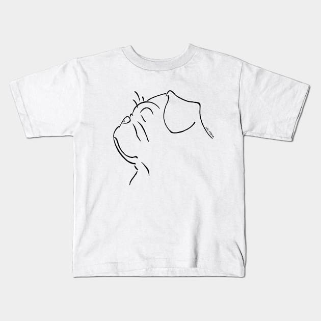 Pug silhouette outline Kids T-Shirt by LivHana